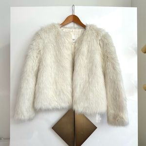 Mango white cropped fur coat